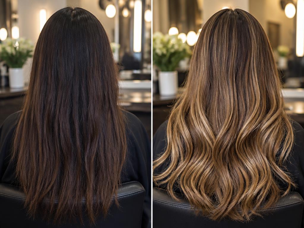 Back view balayage transformation at Hair Majesty Faridabad